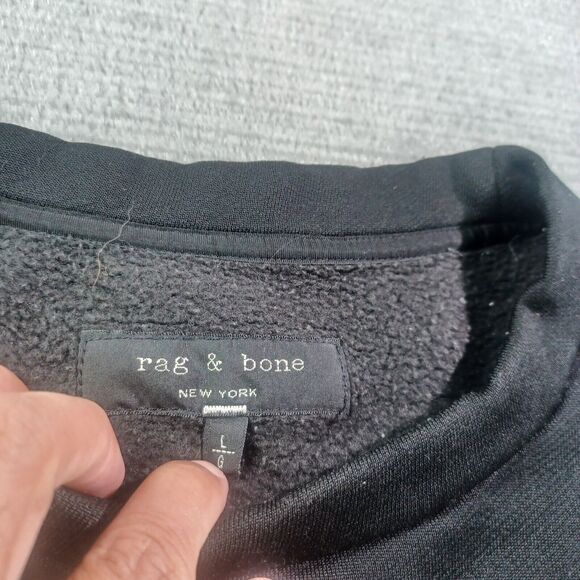 Rag Bone Universal Sweater Mens L Black Jake Oversized Graphic Logo Sweatshirt - Picture 3 of 8